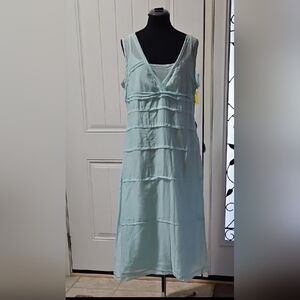 Calvin Klein Silk Tiered A-line Dress Size 14 Pale Blue